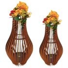 Vaso De Chão Decorativo Grande Andromeda Mdf Marrom Kit Com 2