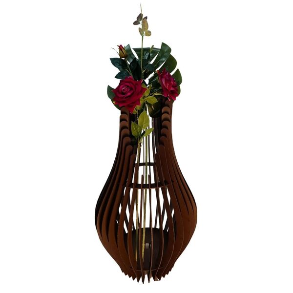 Vaso De Chão Decorativo Grande Andromeda Mdf Preto 70x25cm