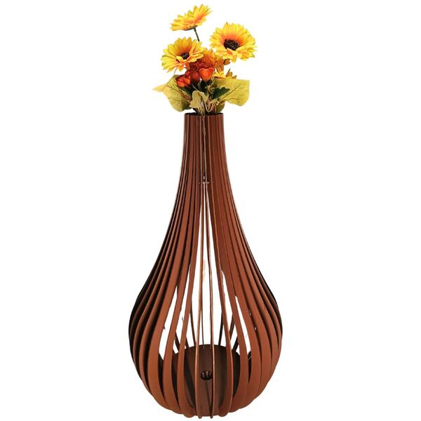 Vaso De Chão Decorativo Grande Capadócia Mdf Marrom 75x40cm