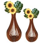 Vaso De Chão Decorativo Grande Capadócia Mdf Marrom Kit Com 2