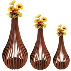 Vaso De Chão Decorativo Grande Capadócia Mdf Marrom Kit Com 3