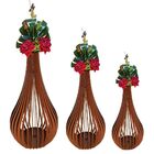 Vaso De Chão Decorativo Grande Capadócia Mdf Marrom Kit Com 3