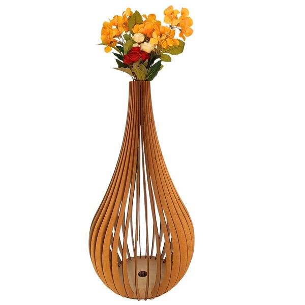 Vaso De Chão Decorativo Grande Capadócia Mdf Mdf Cru 75x40cm