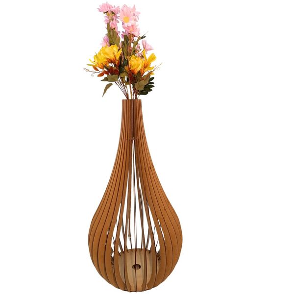 Vaso De Chão Decorativo Grande Capadócia Mdf Mdf Cru 75x40cm