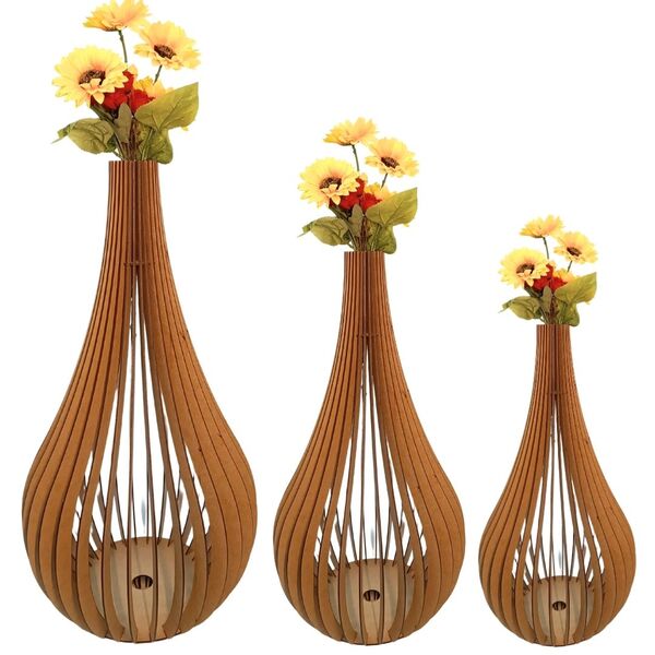 Vaso De Chão Decorativo Grande Capadócia Mdf Mdf Cru Kit Com