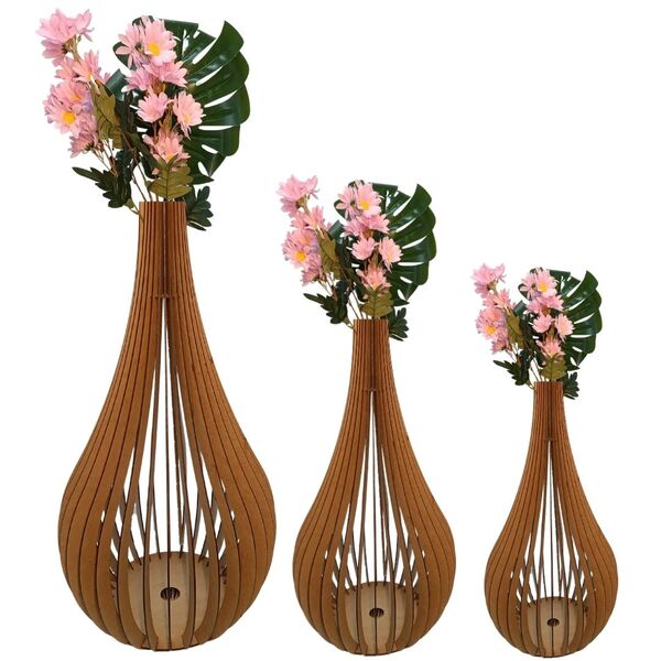 Vaso De Chão Decorativo Grande Capadócia Mdf Mdf Cru Kit Com