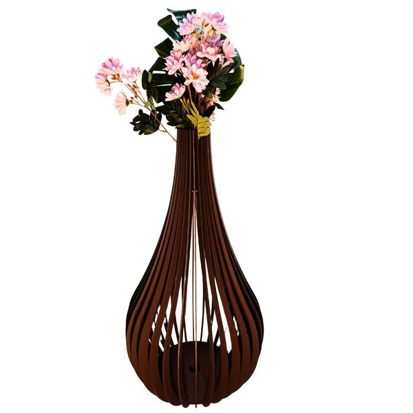 Vaso De Chão Decorativo Grande Capadócia Mdf Preto 60x30cm