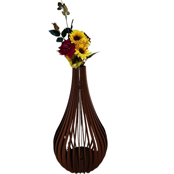 Vaso De Chão Decorativo Grande Capadócia Mdf Preto 75x40cm