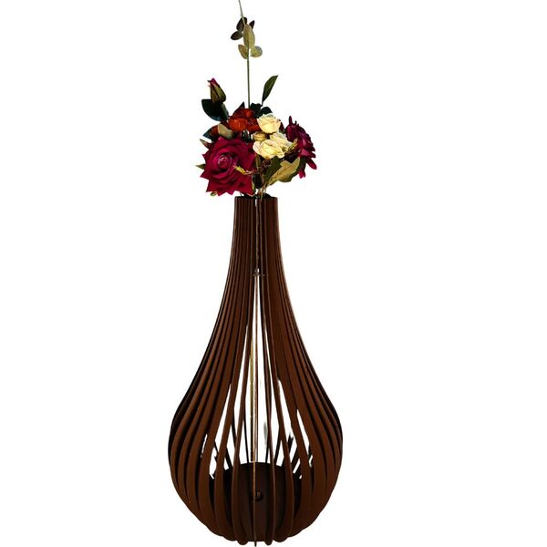 Vaso De Chão Decorativo Grande Capadócia Mdf Preto 90x40cm