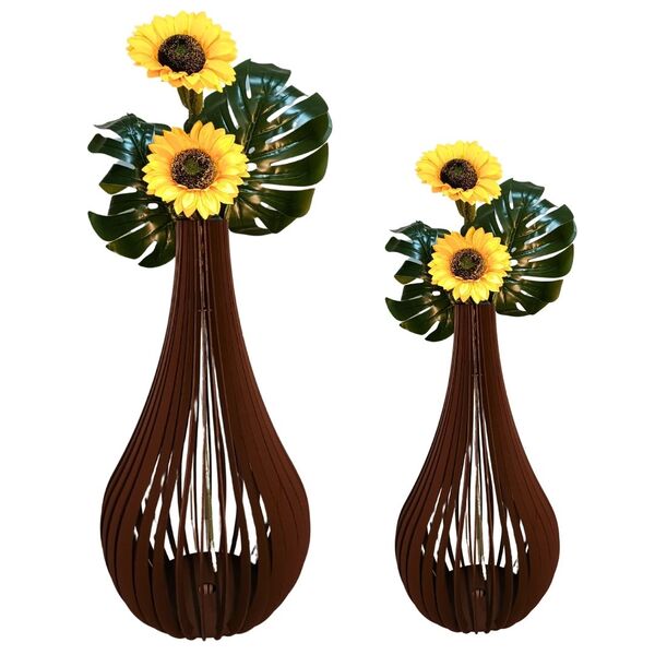 Vaso De Chão Decorativo Grande Capadócia Mdf Preto Kit Com 2