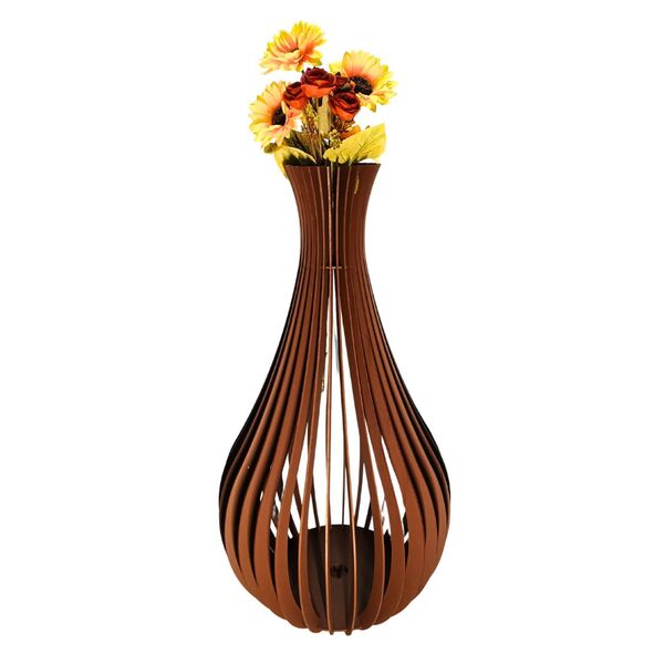 Vaso De Chão Decorativo Grande Gotas De Orvalho Mdf Marrom 60