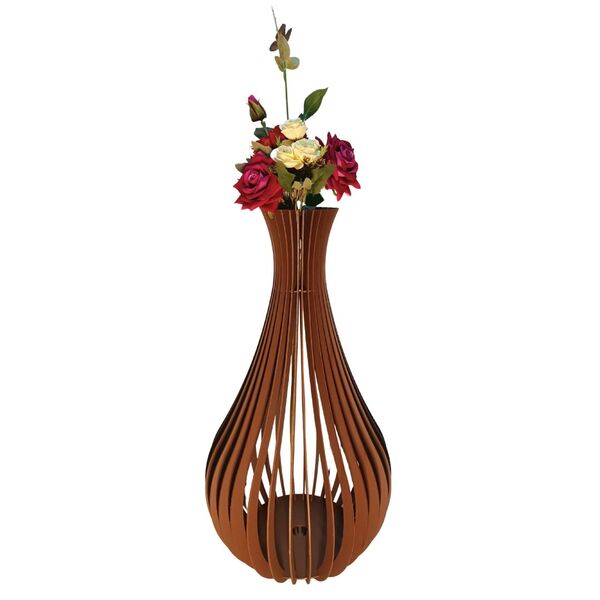 Vaso De Chão Decorativo Grande Gotas De Orvalho Mdf Marrom 60