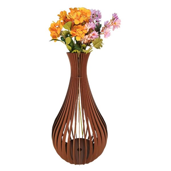 Vaso De Chão Decorativo Grande Gotas De Orvalho Mdf Marrom 90