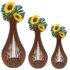 Vaso De Chão Decorativo Grande Gotas De Orvalho Mdf Marrom Ki