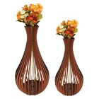 Vaso De Chão Decorativo Grande Gotas De Orvalho Mdf Marrom Ki