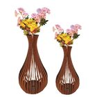 Vaso De Chão Decorativo Grande Gotas De Orvalho Mdf Marrom Ki