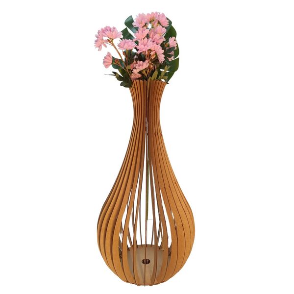 Vaso De Chão Decorativo Grande Gotas De Orvalho Mdf Mdf Cru 9