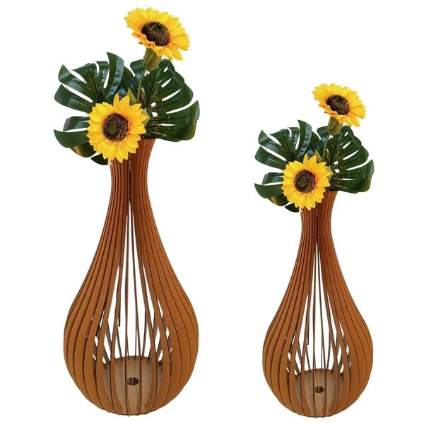 Vaso De Chão Decorativo Grande Gotas De Orvalho Mdf Mdf Cru K