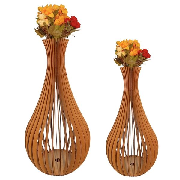 Vaso De Chão Decorativo Grande Gotas De Orvalho Mdf Mdf Cru K