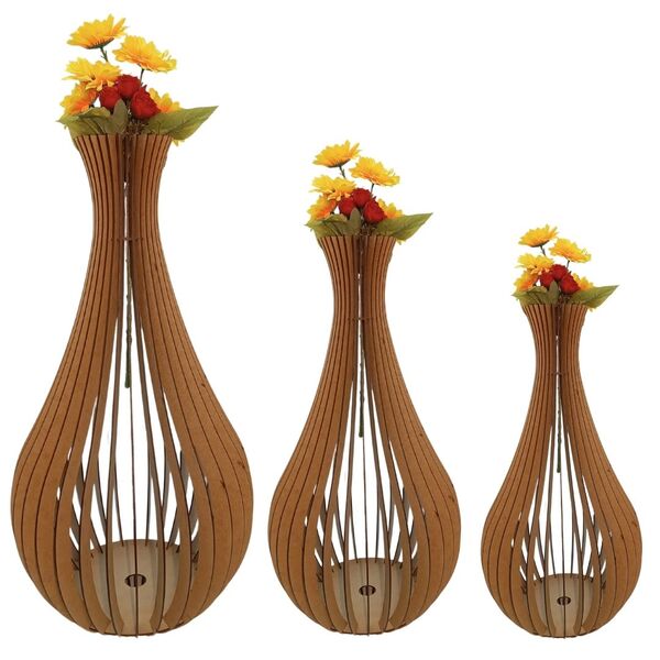 Vaso De Chão Decorativo Grande Gotas De Orvalho Mdf Mdf Cru K