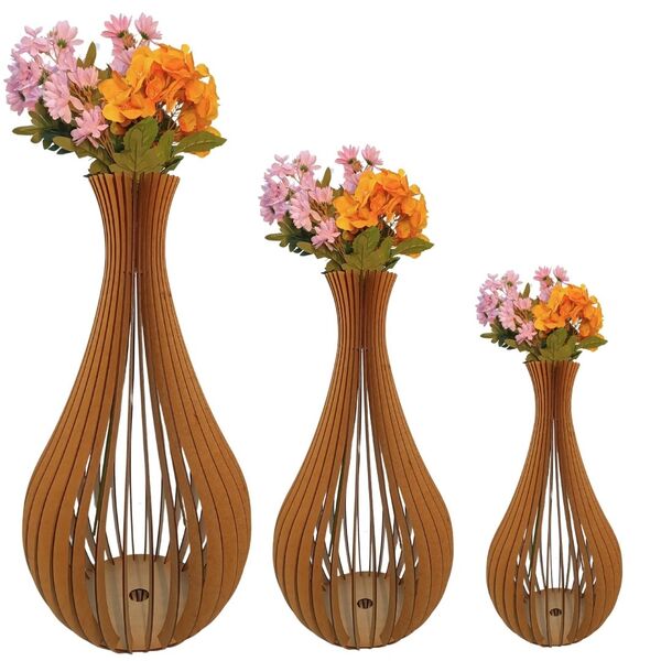 Vaso De Chão Decorativo Grande Gotas De Orvalho Mdf Mdf Cru K