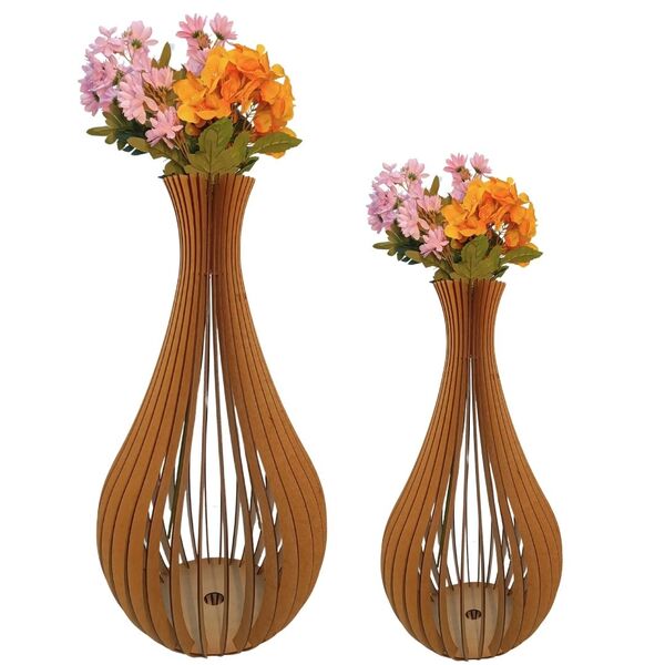 Vaso De Chão Decorativo Grande Gotas De Orvalho Mdf Mdf Cru K