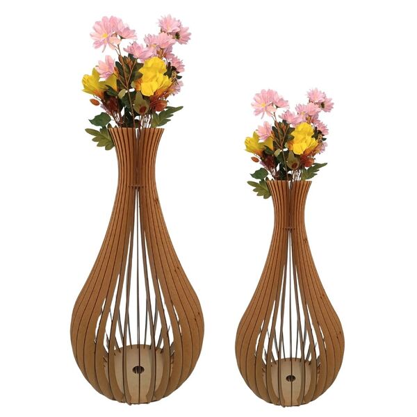 Vaso De Chão Decorativo Grande Gotas De Orvalho Mdf Mdf Cru K