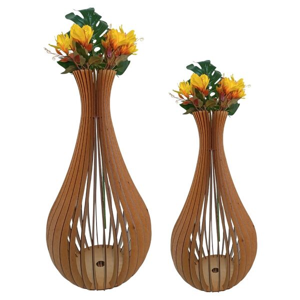 Vaso De Chão Decorativo Grande Gotas De Orvalho Mdf Mdf Cru K