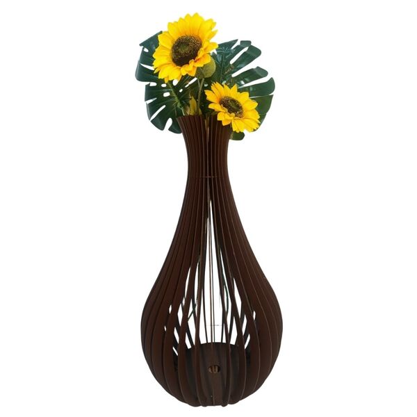 Vaso De Chão Decorativo Grande Gotas De Orvalho Mdf Preto 60x