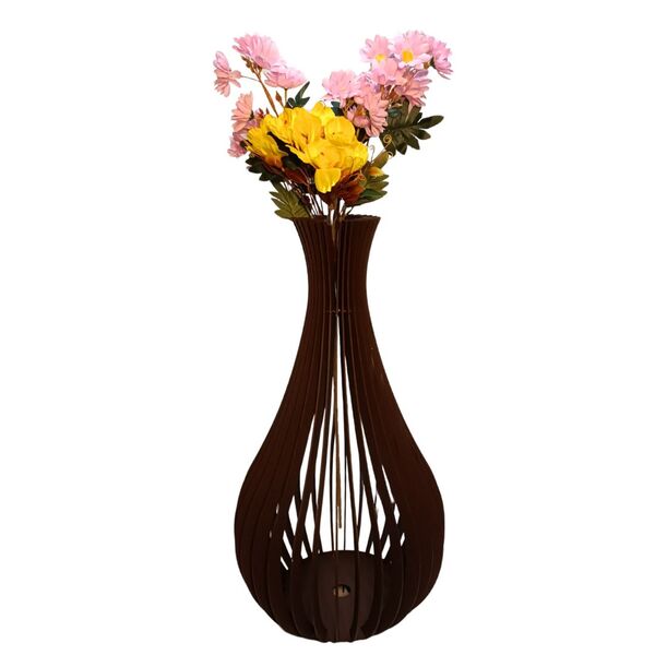 Vaso De Chão Decorativo Grande Gotas De Orvalho Mdf Preto 60x