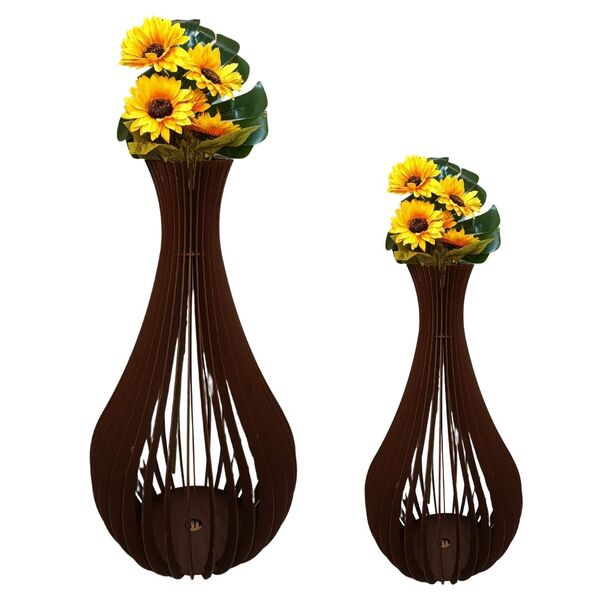 Vaso De Chão Decorativo Grande Gotas De Orvalho Mdf Preto Kit