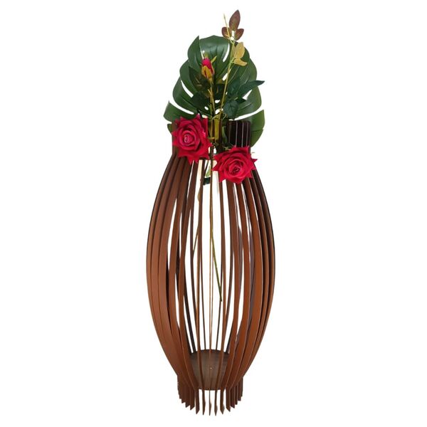 Vaso De Chão Decorativo Grande Magnólia Mdf Marrom