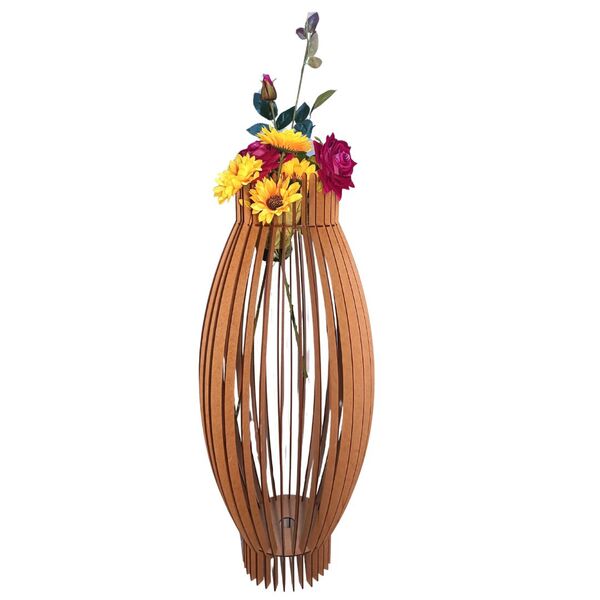 Vaso De Chão Decorativo Grande Magnólia Mdf Mdf Cru