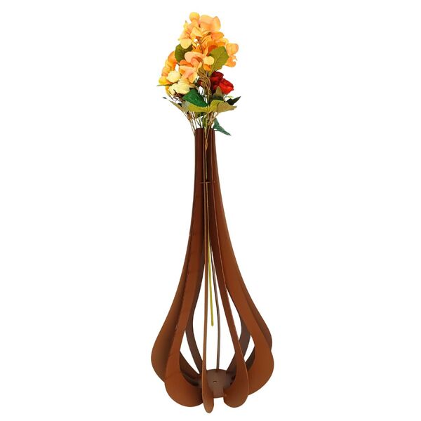 Vaso De Chão Decorativo Grande Mdf Ibiza Marrom 60x30cm