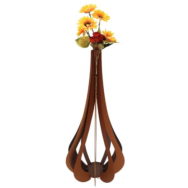 Vaso De Chão Decorativo Grande Mdf Ibiza Marrom 60x30cm