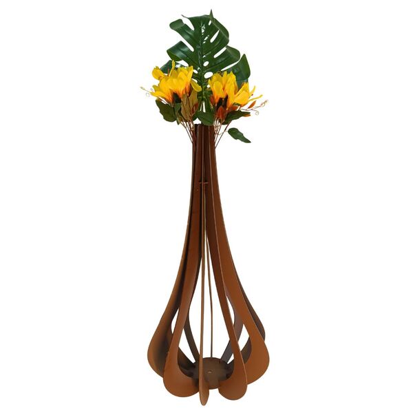 Vaso De Chão Decorativo Grande Mdf Ibiza Marrom 60x30cm