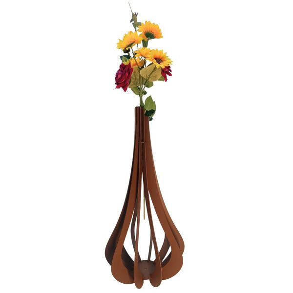 Vaso De Chão Decorativo Grande Mdf Ibiza Marrom 60x30cm