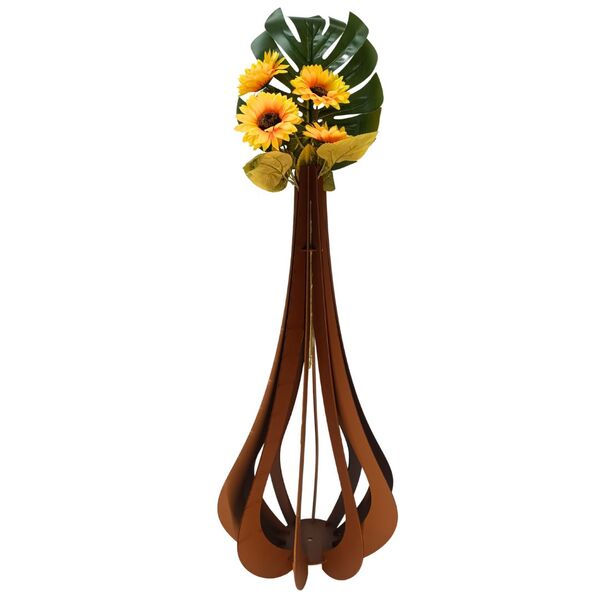 Vaso De Chão Decorativo Grande Mdf Ibiza Marrom 75x37cm