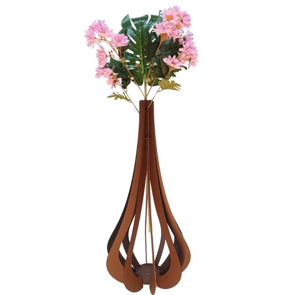 Vaso De Chão Decorativo Grande Mdf Ibiza Marrom 75x37cm