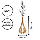 Vaso De Chão Decorativo Grande Mdf Ibiza Marrom 90x42cm