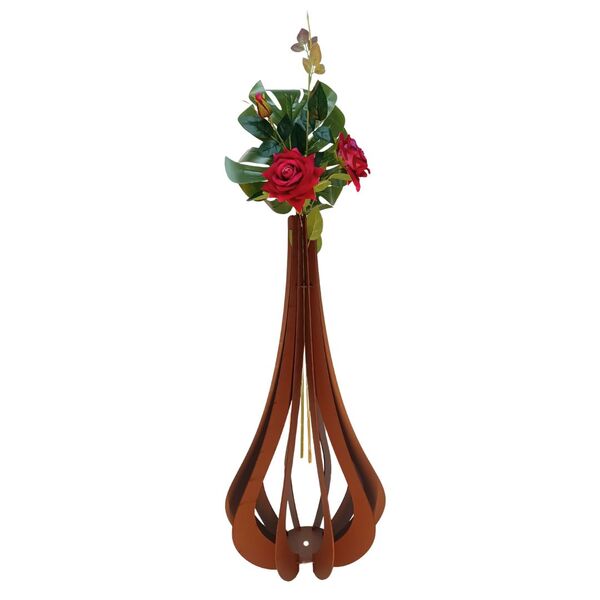 Vaso De Chão Decorativo Grande Mdf Ibiza Marrom 90x42cm