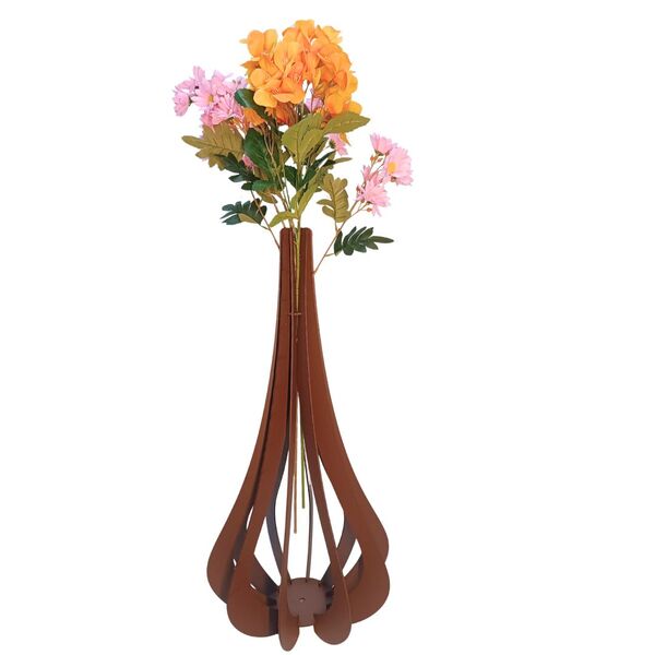 Vaso De Chão Decorativo Grande Mdf Ibiza Marrom 90x42cm