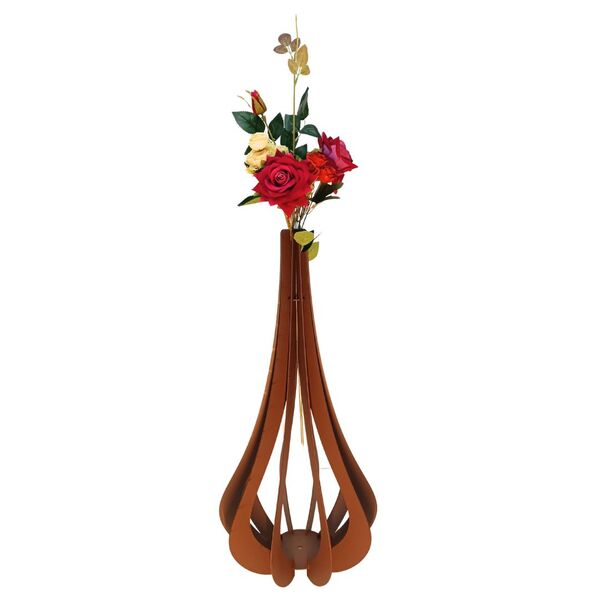 Vaso De Chão Decorativo Grande Mdf Ibiza Marrom 90x42cm