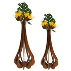 Vaso De Chão Decorativo Grande Mdf Ibiza Marrom Kit Com 2 - 9