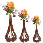 Vaso De Chão Decorativo Grande Mdf Ibiza Marrom Kit Com 3 - 9