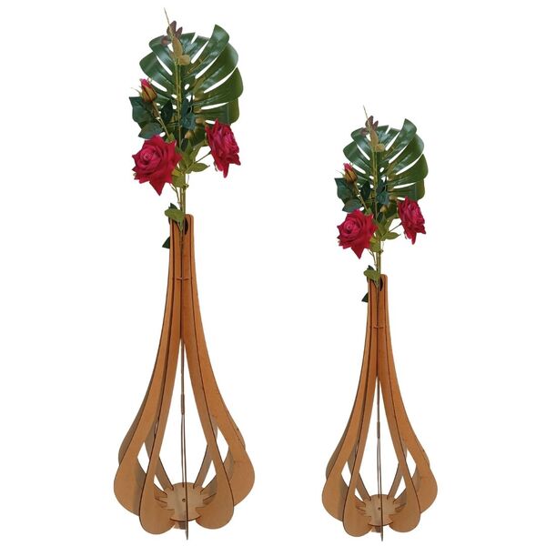 Vaso De Chão Decorativo Grande Mdf Ibiza Mdf Cru 75x37cm E 60