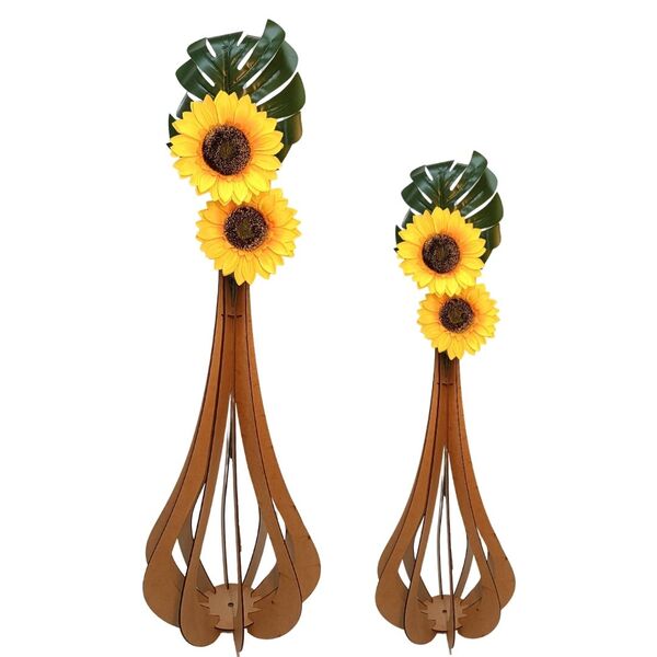 Vaso De Chão Decorativo Grande Mdf Ibiza Mdf Cru 75x37cm E 60