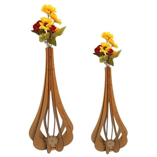 Vaso De Chão Decorativo Grande Mdf Ibiza Mdf Cru Kit Com 2 -