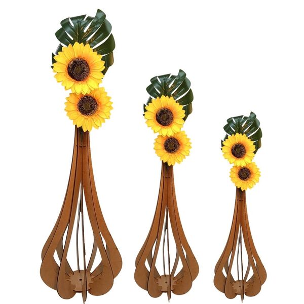 Vaso De Chão Decorativo Grande Mdf Ibiza Mdf Cru Kit Com 3 -