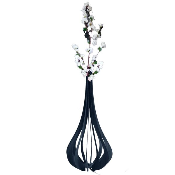 Vaso De Chão Decorativo Grande Mdf Ibiza Preto 60x30cm